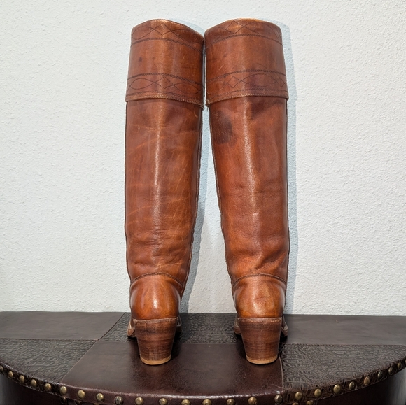 Frye Black Label Vintage Knee High Stitching Brown Western Riding Boot size 6 - Picture 7 of 16